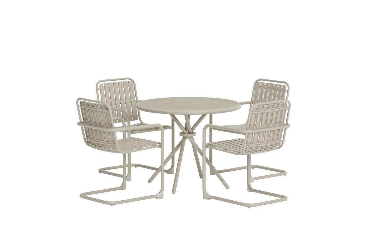 Chios ruokailuryhmä 90 cm, 4 tuolia ulkokäyttöön - Beige