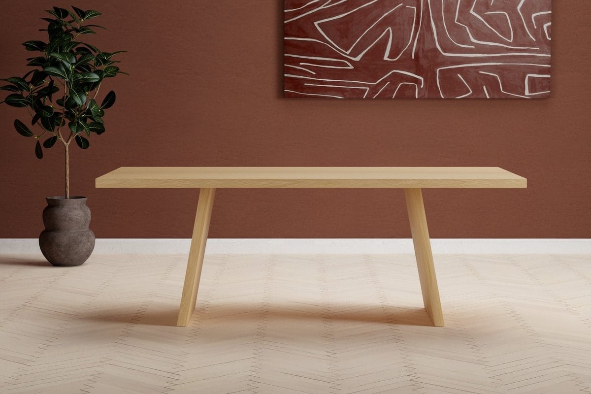 Logga suuri suorakulmainen ruokapöytä 210 cm puuta tammenjäljitelmällä - Beige