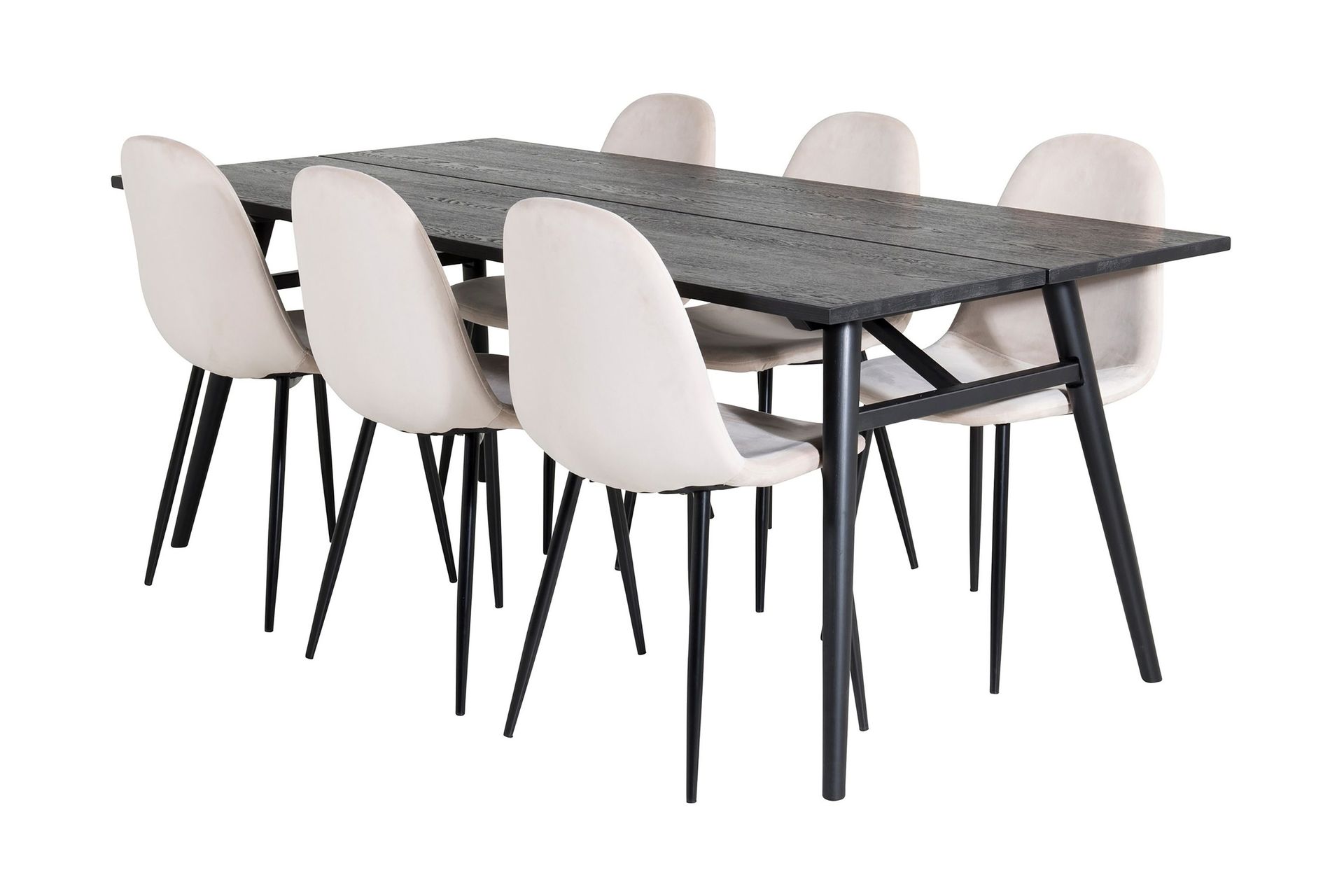 Ruokailuryhmä Sediza 195 cm 6 Tommy tuolia - Musta/Beige