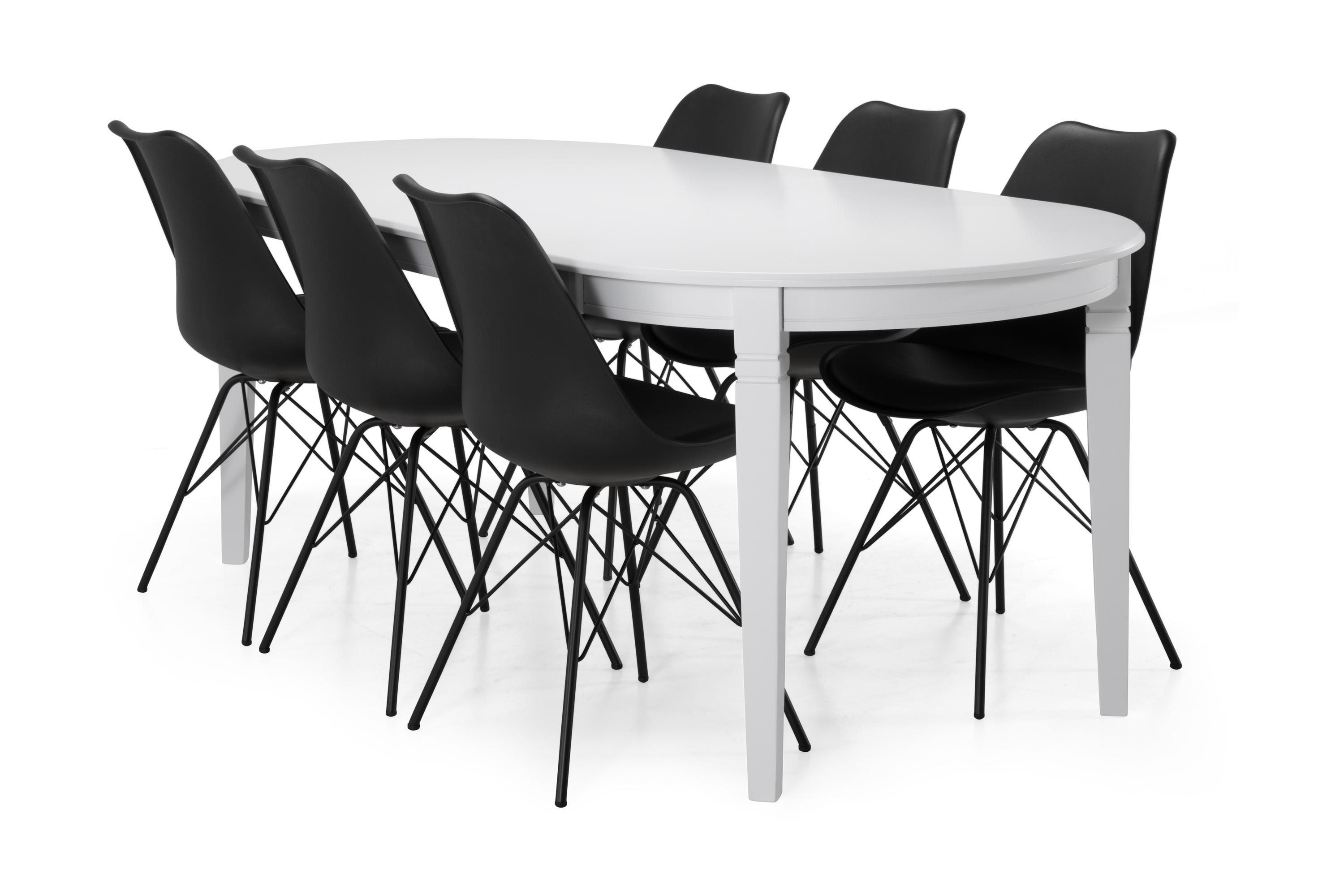 Ruokapöytä Lowisa 200 cm Ovaali - Valkoinen/Musta