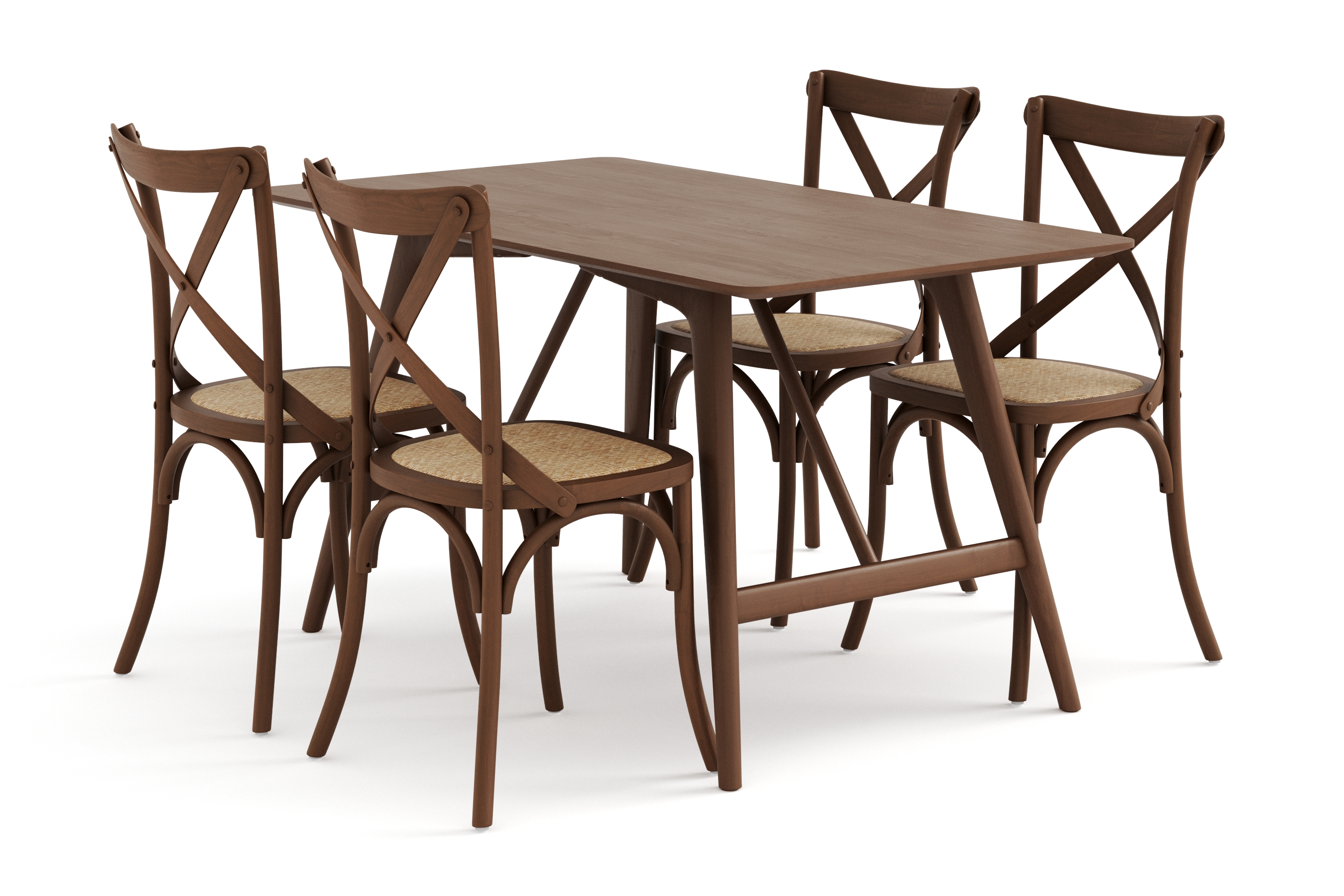 Ruokapöytä Skagana 140 cm 4 Prumerland tuoli - Ruskea