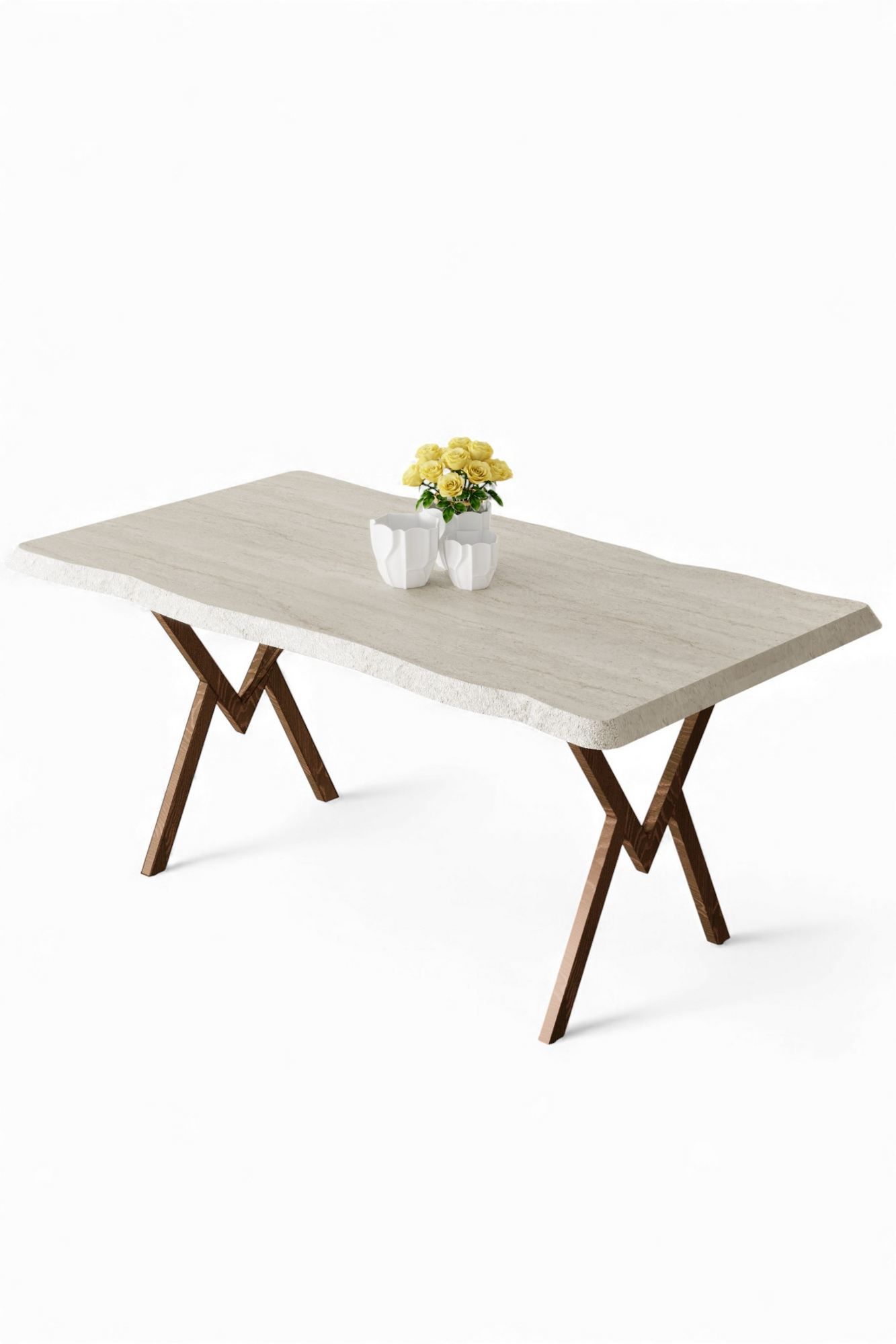 Ruokapöytä Hanah Home Akort (130 x 73 x 80 cm) Travertiini ruskea -