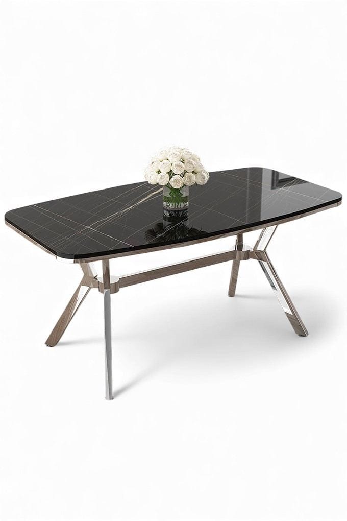 Ruokapöytä Hanah Home Esla (160 x 75 x 90 cm) Musta marmori kromi -