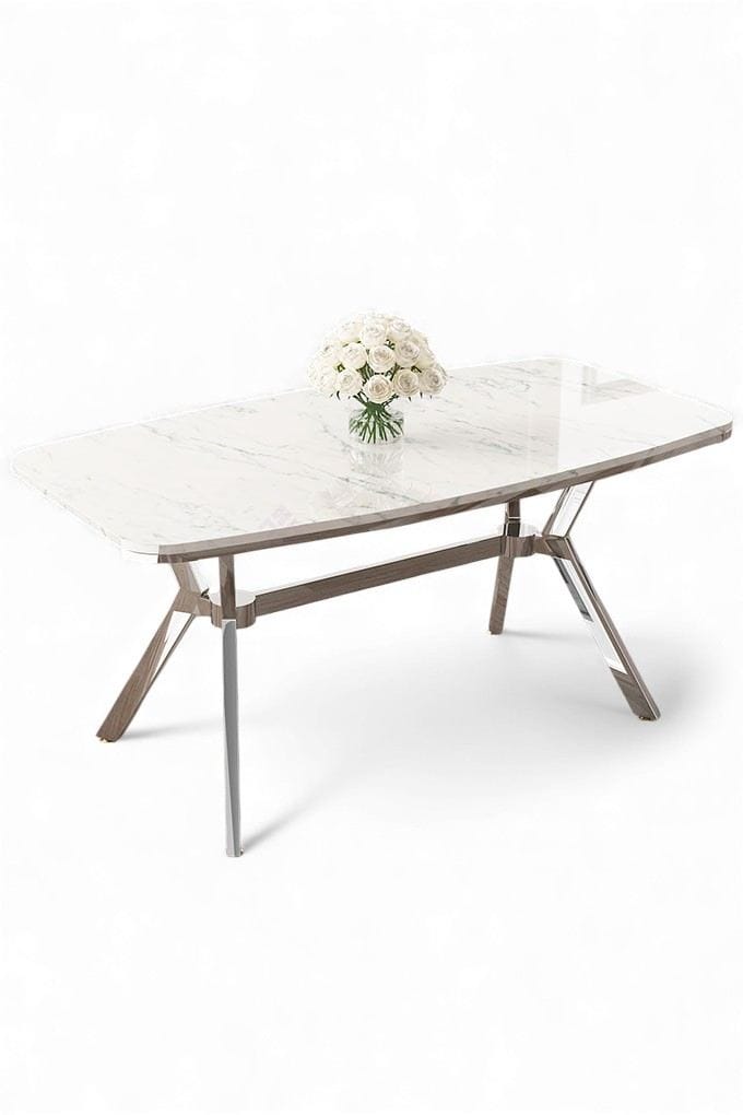 Ruokapöytä Hanah Home Esla (160 x 75 x 90 cm) Valkoinen marmori kromi -