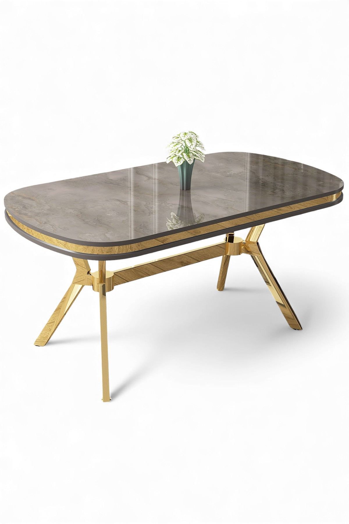 Ruokapöytä Hanah Home Olya (168 x 75 x 90 cm) Antrasiitti kulta -