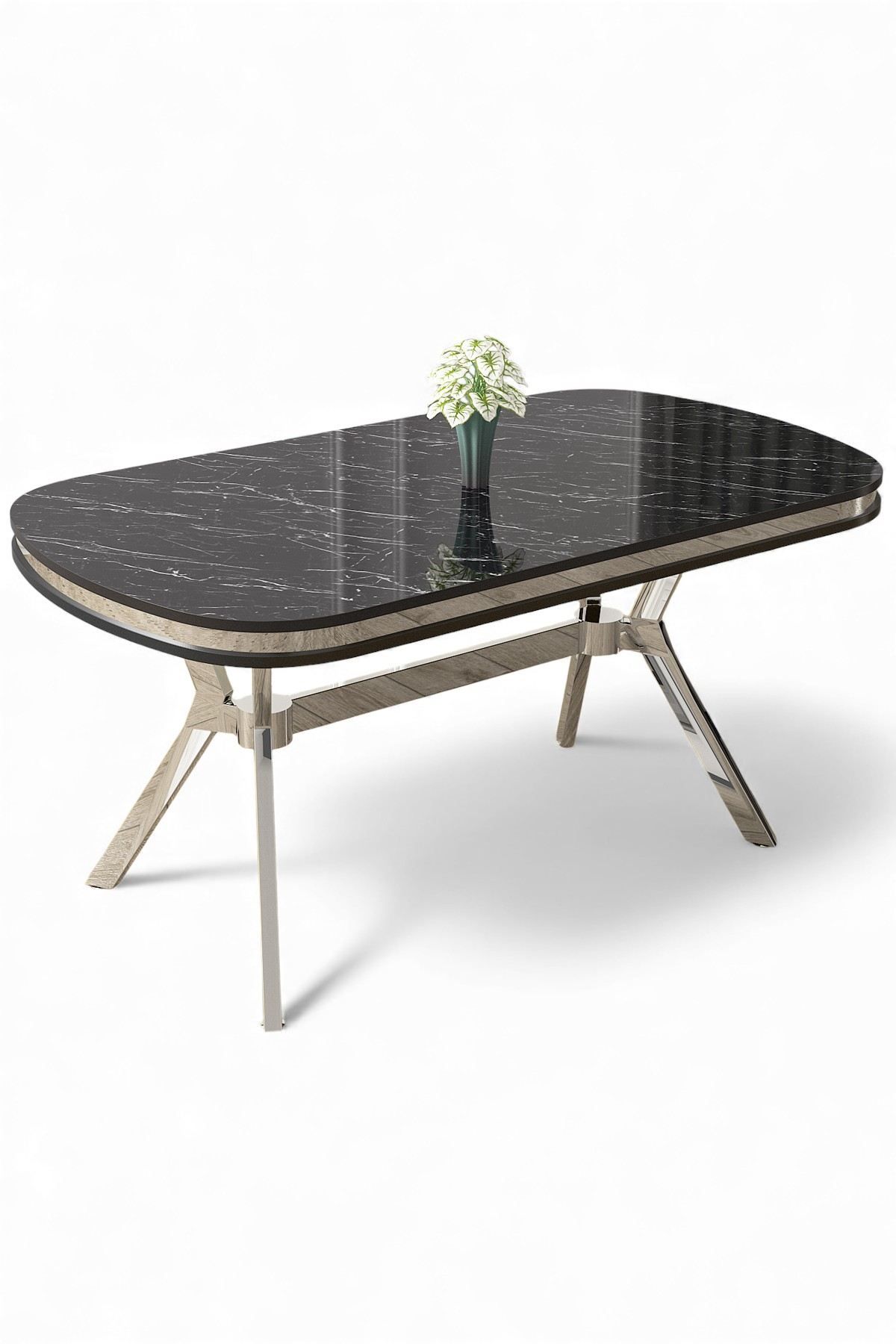 Ruokapöytä Hanah Home Olya (168 x 75 x 90 cm) Musta marmori kromi -