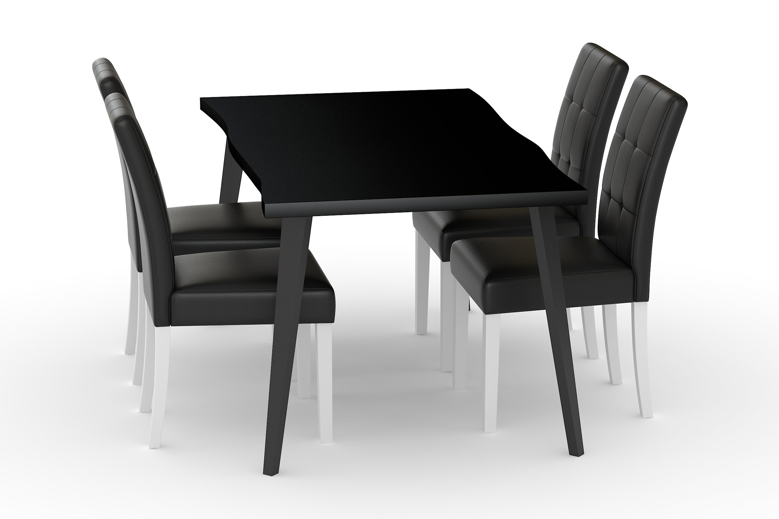 Ruokapöytä Luxiva 180 cm 4 Leo ruokatuolia Keinonahka - Musta/Tummanruskea