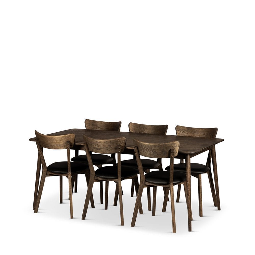 Ruokapöytä Nyborg 180 cm tuoleineen - 180x90x75 cm, 6 kpl Ekeby-tuoleja