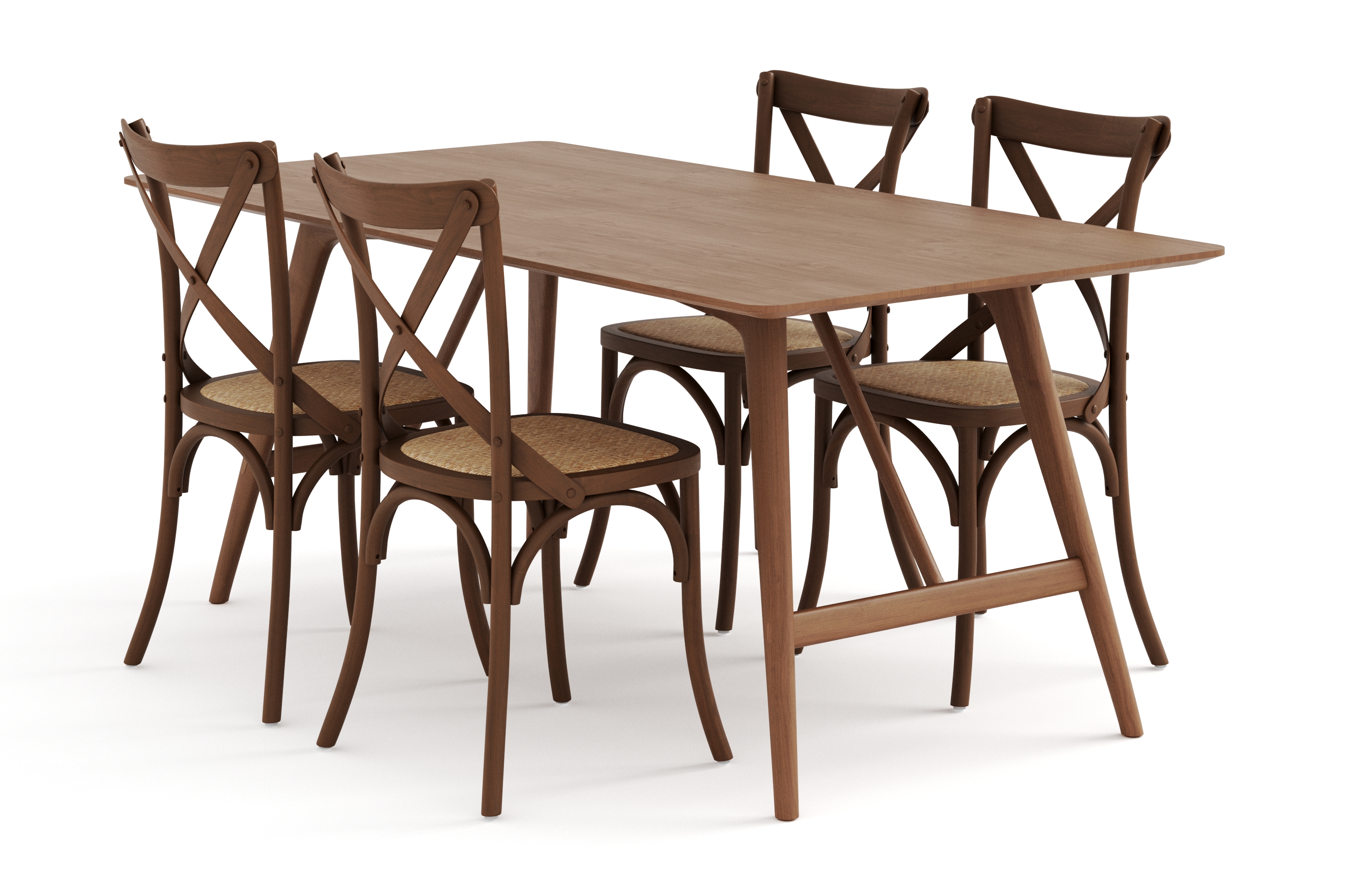 Ruokapöytä Skagana 180 cm 4 Prumerland tuoli - Ruskea