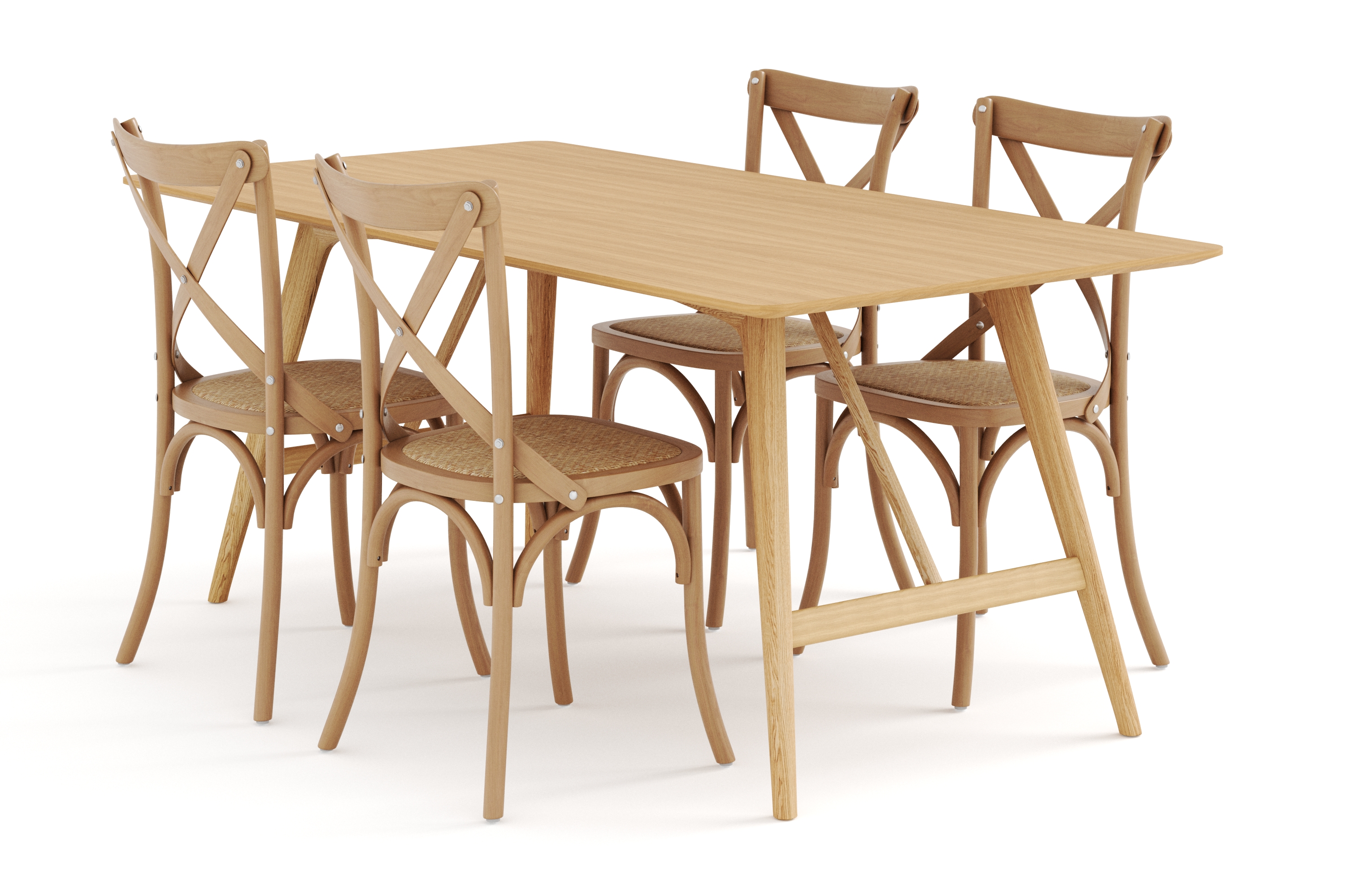 Ruokapöytä Skagana 180 cm  4 Prumerland tuolia - Luonnonväri