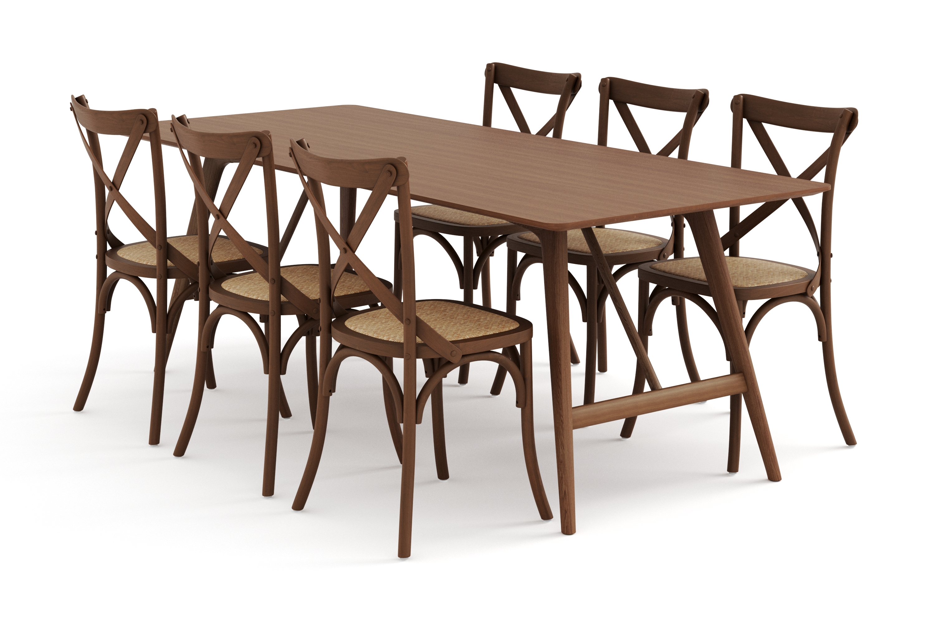 Ruokapöytä Skagana 220 cm 6 Prumerland tuoli - Ruskea