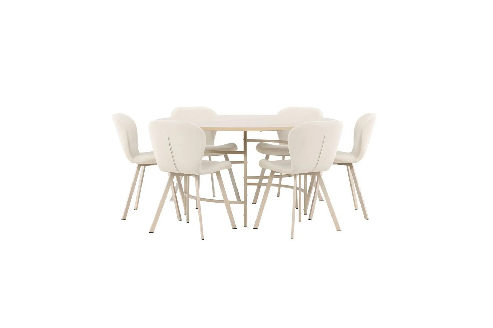 Ruokaryhmä Copenhagen Pyöreä 140 cm Valkoinen/Beige 6 Lilja Tuolia -