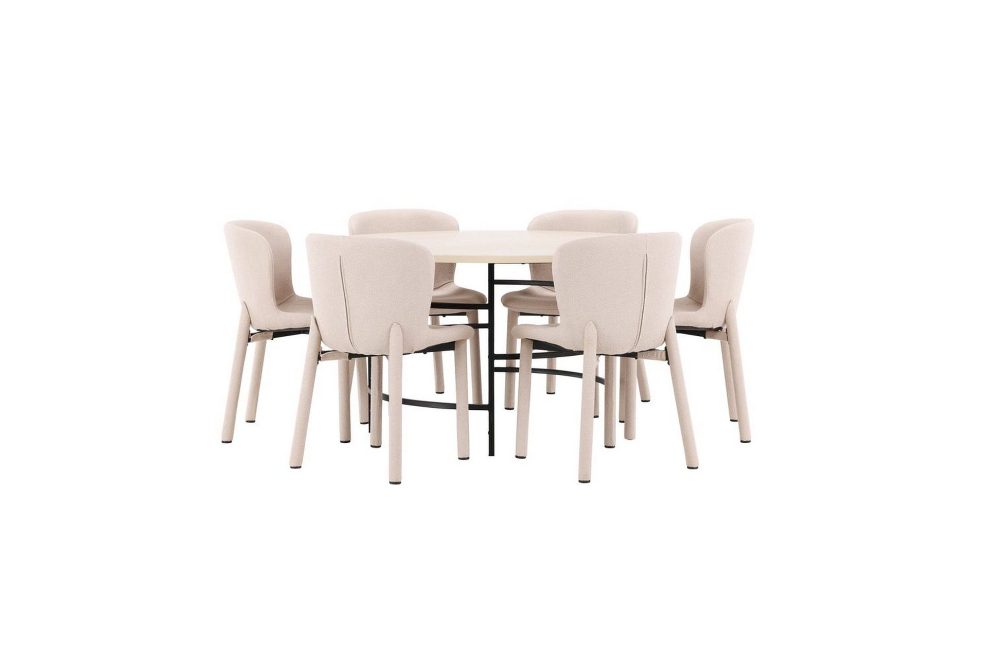 Ruokaryhmä Copenhagen Pyöreä 140 cm 6 Astoria Tuolia Valkoinen / Musta, Beige - Valkoinen / Musta, Beige