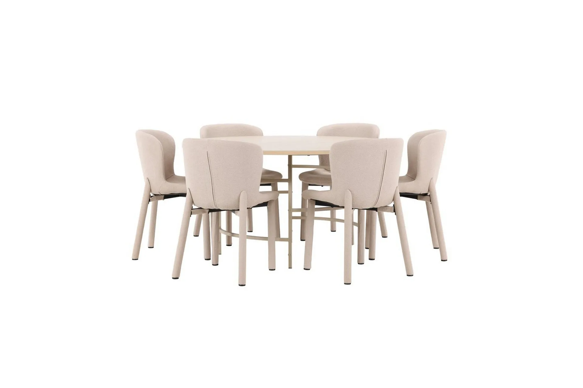 Ruokaryhmä Copenhagen Pyöreä 140 cm 6 Astoria Tuolia Valkoinen / Beige, Beige - Valkoinen / Beige, Beige