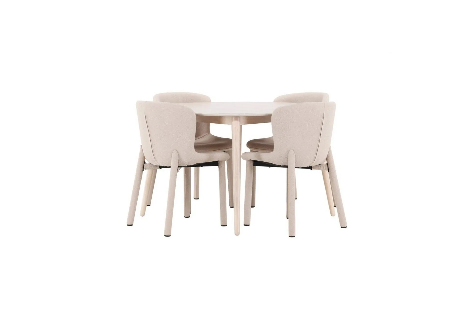 Ruokaryhmä Flora Pyöreä 120 cm Valkoinen neljällä Astoria-tuolilla Beige - Beige