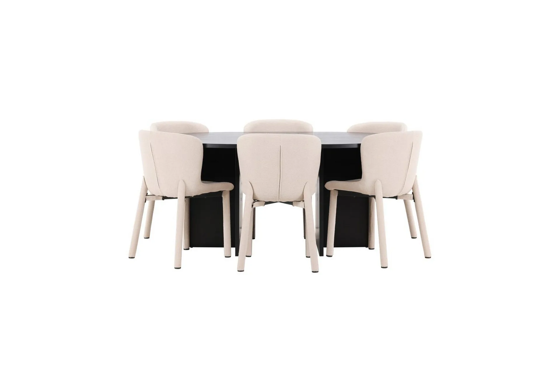 Ruokaryhmä Strada Pyöreä 120/170 cm Musta Astoria-tuoleilla 6 kpl, Beige - 6 kpl, Beige