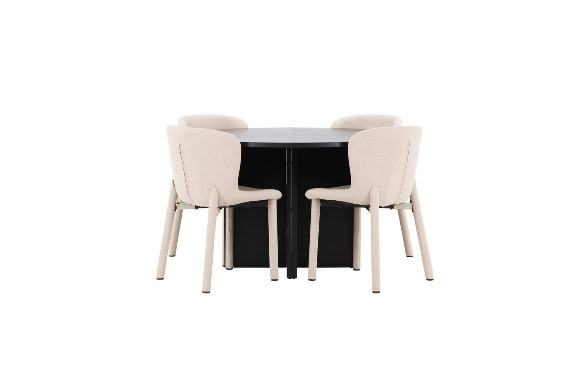 Ruokaryhmä Strada Pyöreä 120/170 cm Musta Astoria-tuoleilla 4 kpl, Beige - 4 kpl, Beige