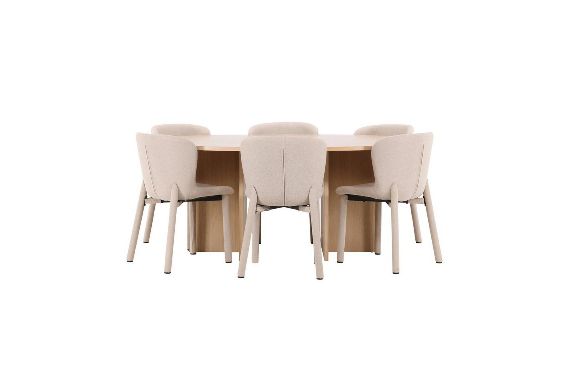 Ruokaryhmä Strada Pyöreä 120/170 cm Valkoinen Astoria-tuoleilla 6 kpl, Beige - 6 kpl, Beige