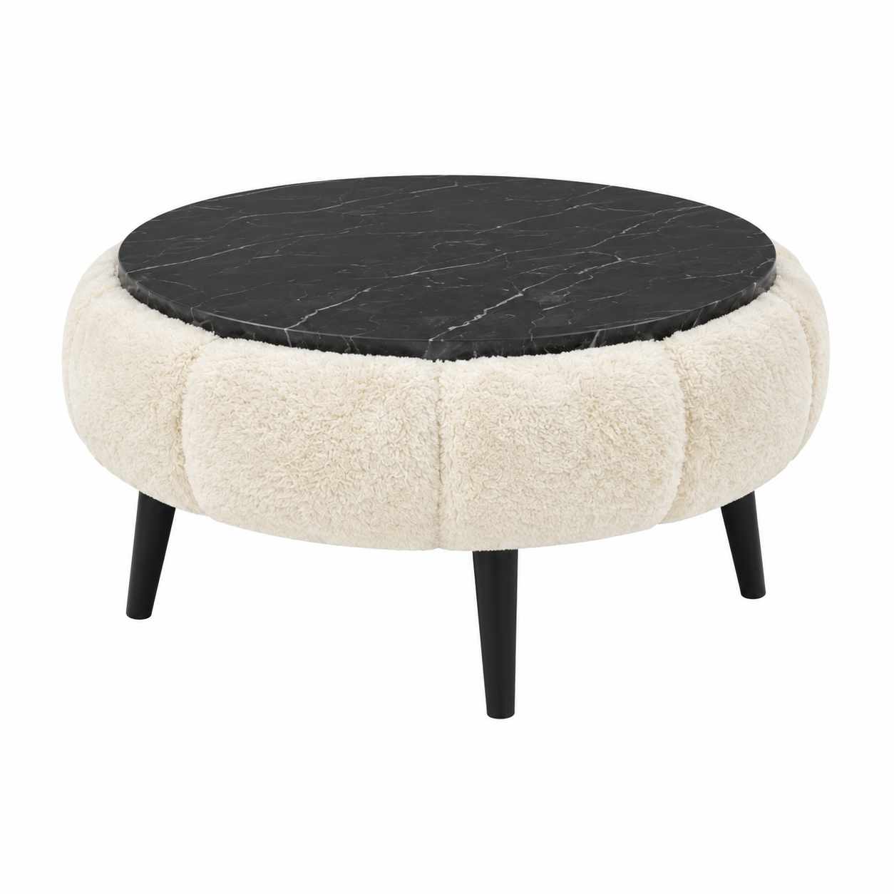 Sohvapöytä Homitis Papatya 60 (Ø60 x K44 cm) Kermanvärinen musta marmori