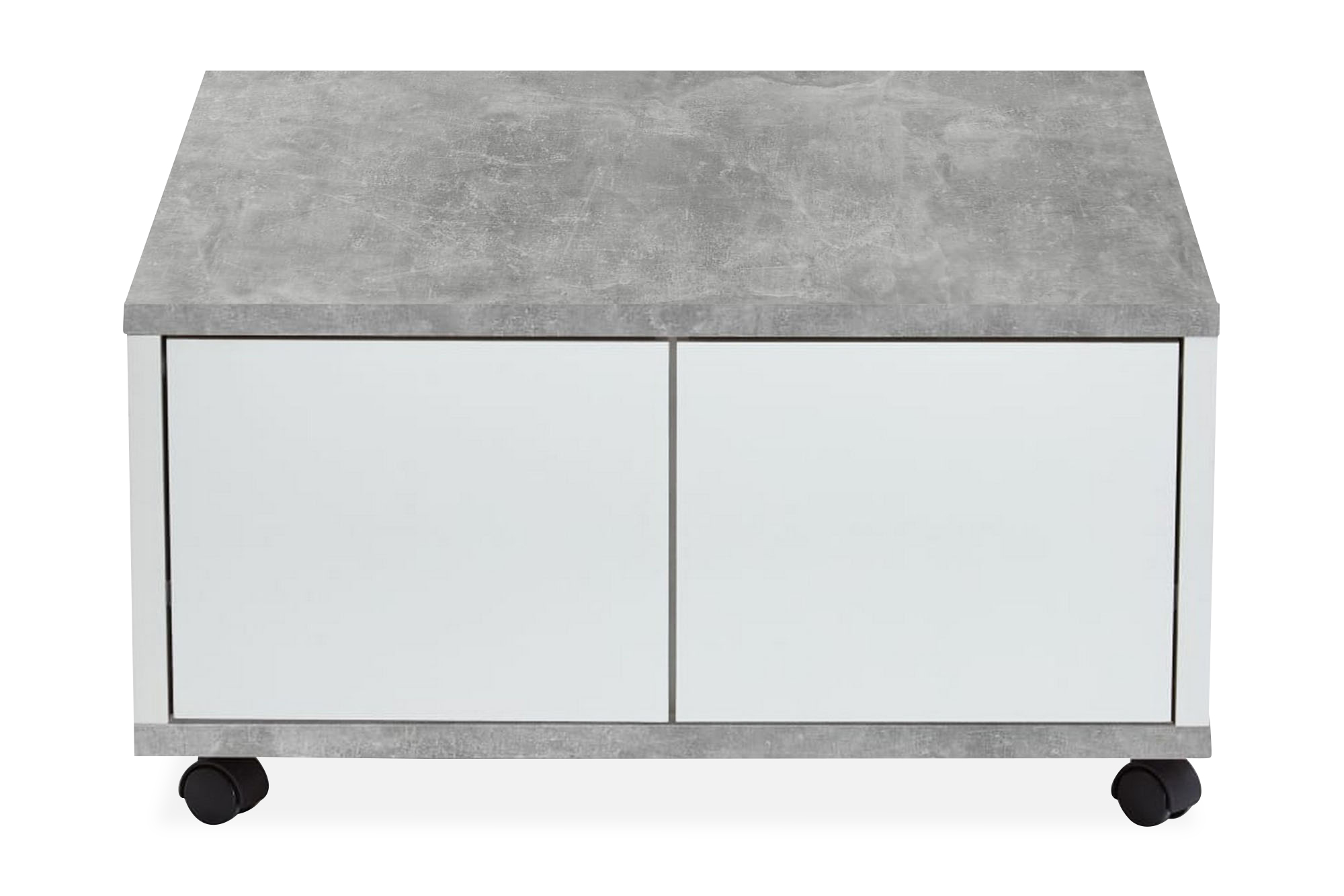 FMD Liikkuva sohvapöytä 70x70x35,5 cm betoni ja valkoinen - Harmaa