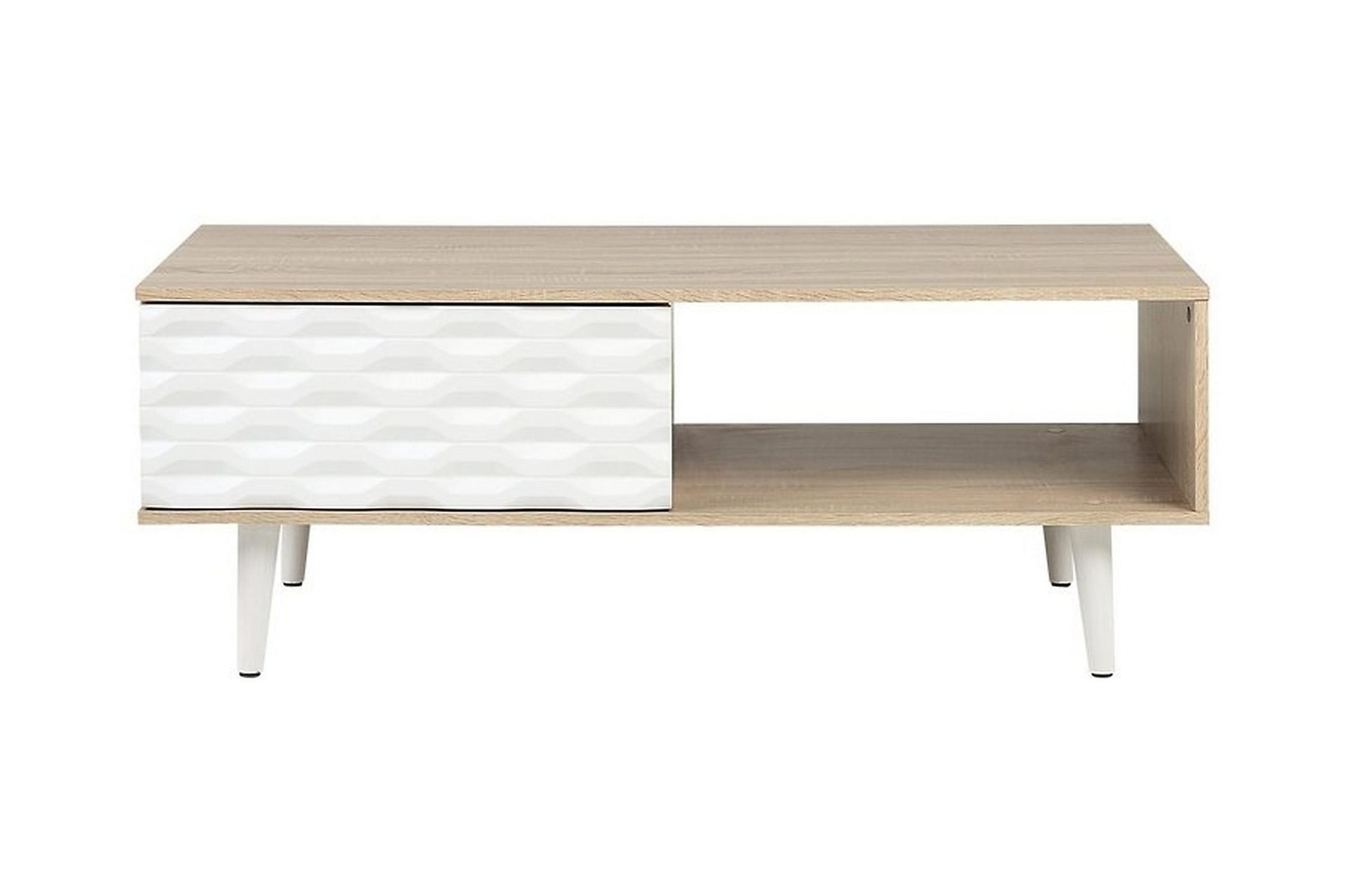 Sohvapöytä Swansia 120 cm Säilytyksellä Kaappi+Hylly - Vaaleanruskea/Valkoinen