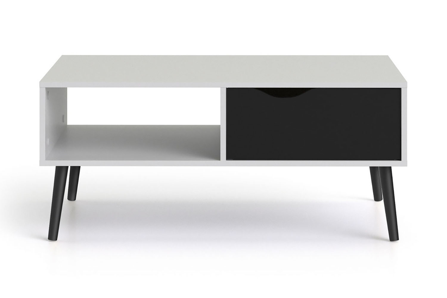 Sohvapöytä Vasiliki 99 cm Säilytyksellä Laatikko+Hylly - Valkoinen/Musta