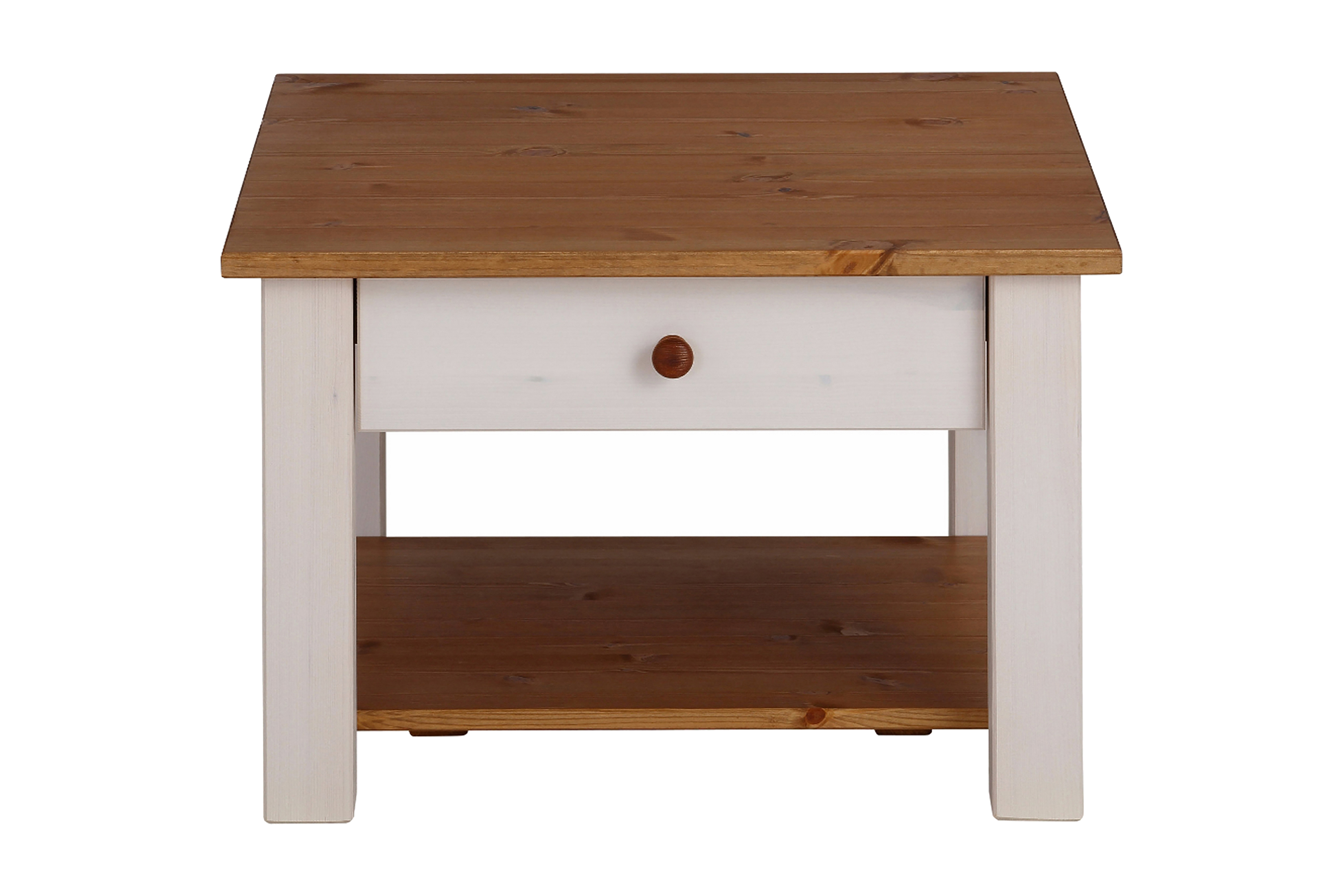 Sohvapöytä Yamina 60 cm Säilytyksellä Laatikko+Hylly - Valkoinen/Ruskea