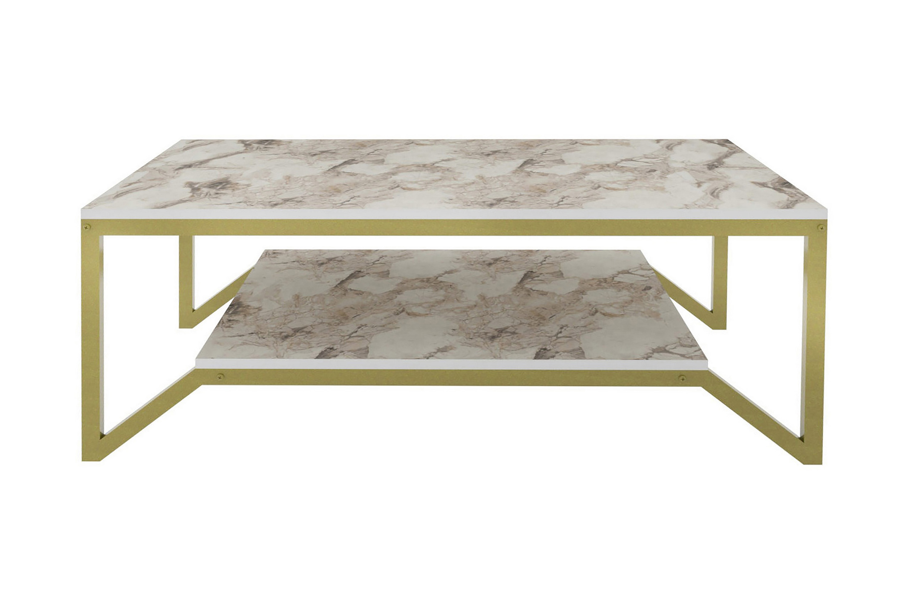 Sohvapöytä Zakkum 60x45,8x120 cm - Kulta/Valkoinen