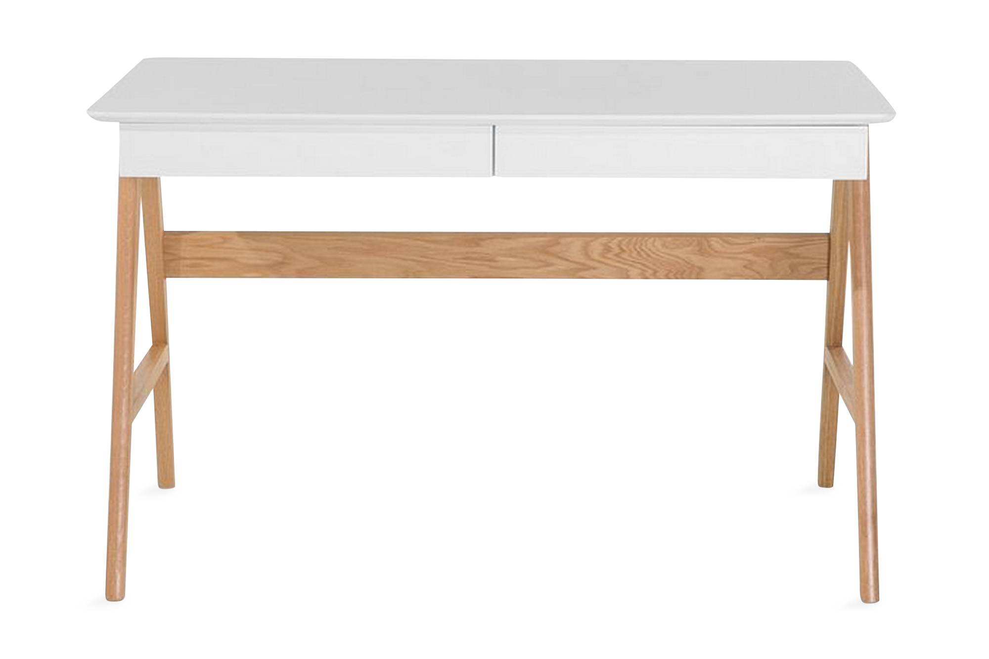 Kirjoituspöytä Hermsen 120 cm Säilytyksellä 2 laatikkoa - Valkoinen/Tammi