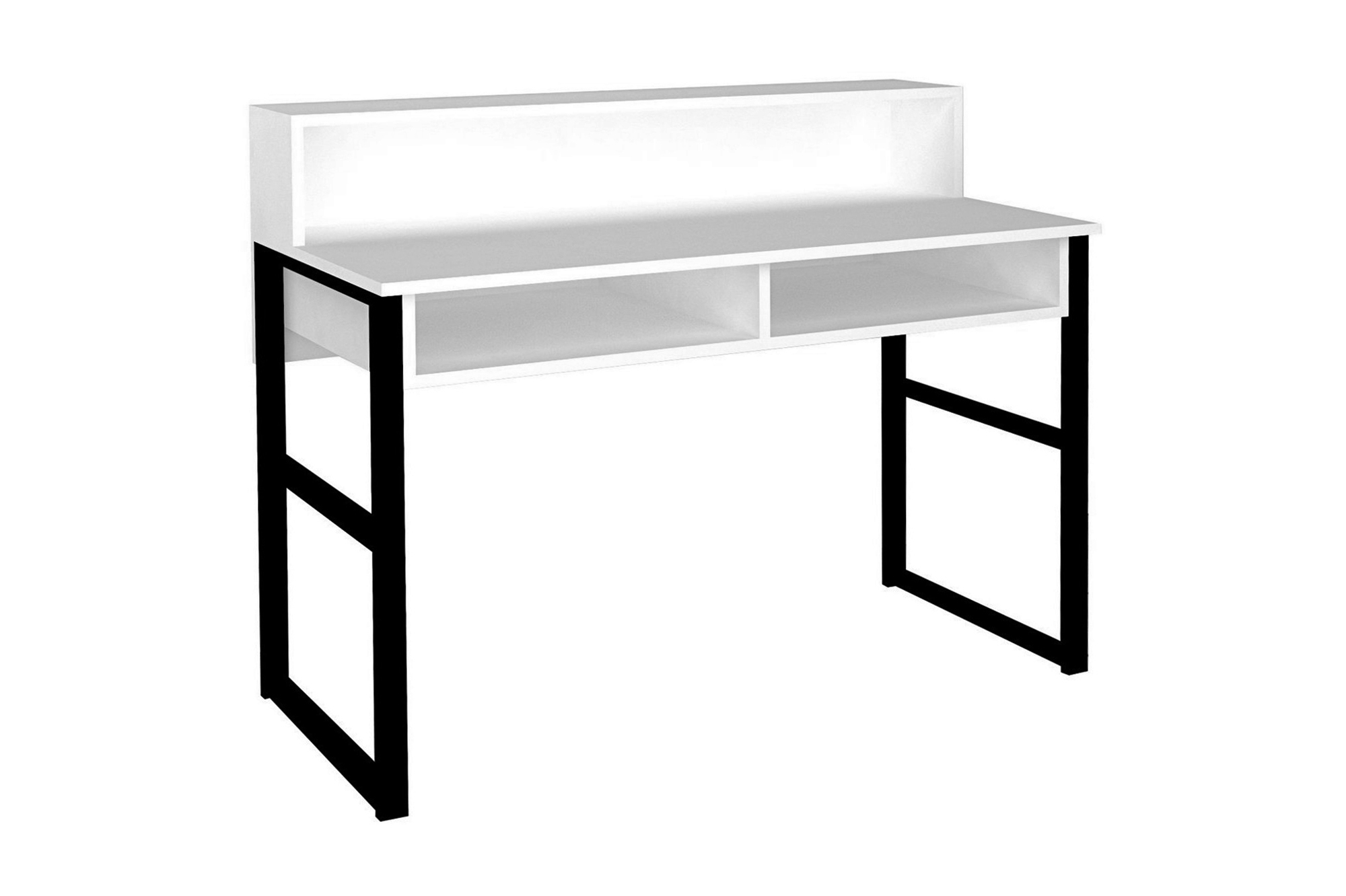 Kirjoituspöytä Dehana 120 cm Säilytyksellä Hyllyt - Valkoinen/Musta