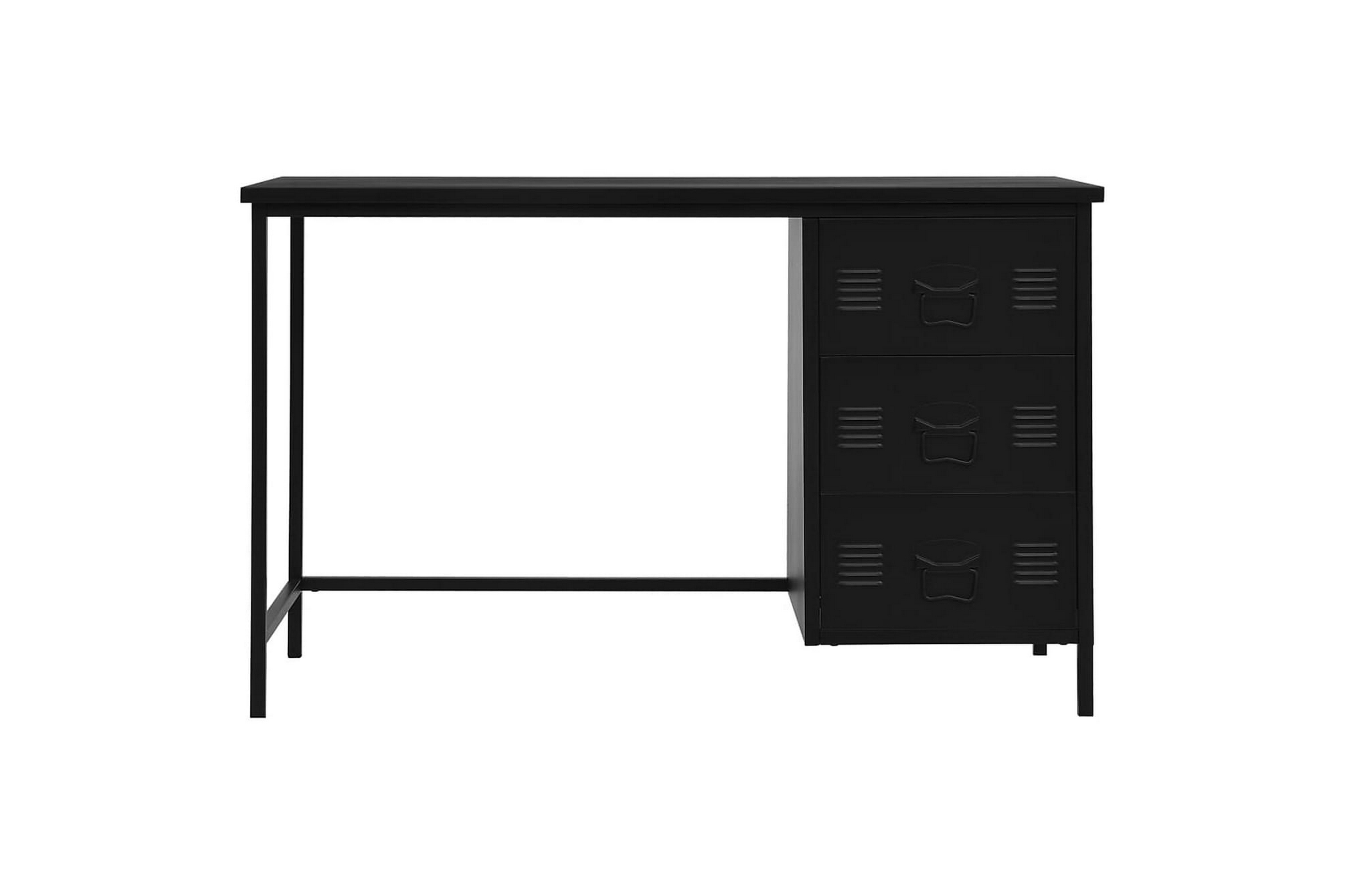 Työpöytä laatikoilla teollinen musta 120x55x75 cm teräs - Musta