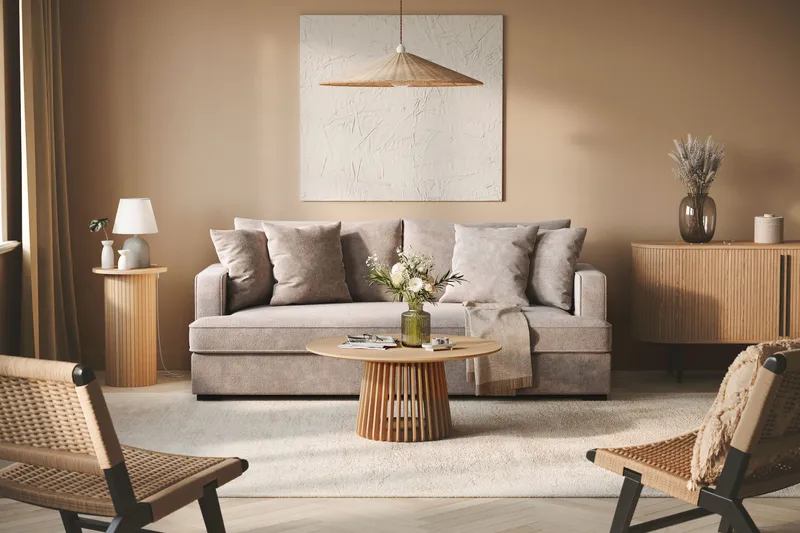 Rossita 3-istuttava Syvä Sohva Yhdellä Istuintyynyllä Chenillestä - Harmaa / Ruskea - Huonekalut - Sohva - 3:n istuttava sohva