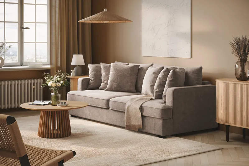 Rossita 4-istuttava Syvä Sohva Chenillestä - Harmaa / Ruskea - Huonekalut - Sohva - 4:n istuttava sohva