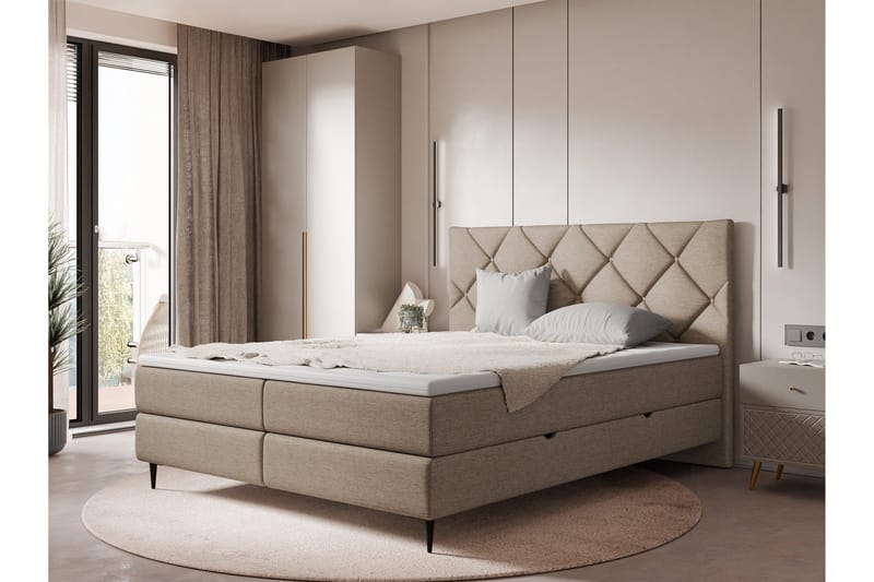 Alasia Sänkypaketti Jenkkisänky 160x200 cm - Ruskea - Huonekalut - Sänky - Sängyt säilytystilalla