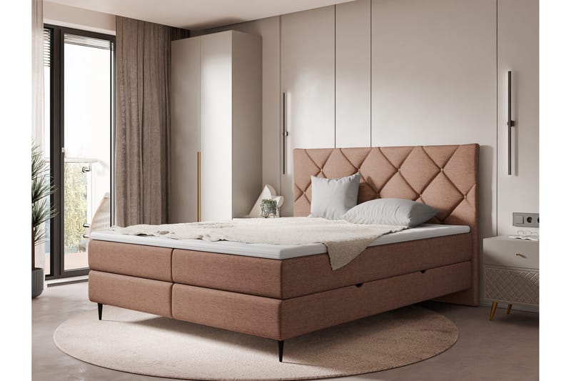 Alasia Sänkypaketti Jenkkisänky 160x200 cm - Ruskea - Huonekalut - Sänky - Sängyt säilytystilalla