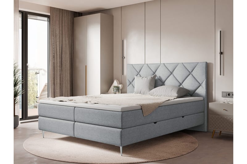 Alasia Sänkypaketti Jenkkisänky 180x200 cm - Harmaa - Huonekalut - Sänky - Sängyt säilytystilalla