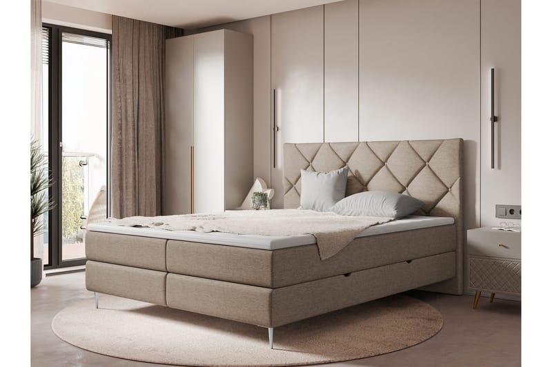 Alasia Sänkypaketti Jenkkisänky 180x200 cm - Ruskea - Huonekalut - Sänky - Sängyt säilytystilalla