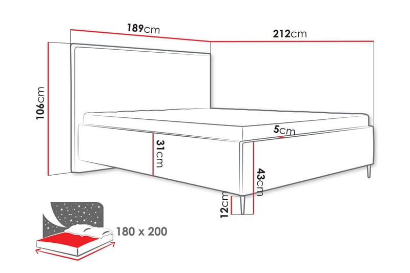 Alaudin Sängynrunko 180x200 cm - Vaaleanpunainen - Huonekalut - Sänky - Sänkykehikot & sängynrungot
