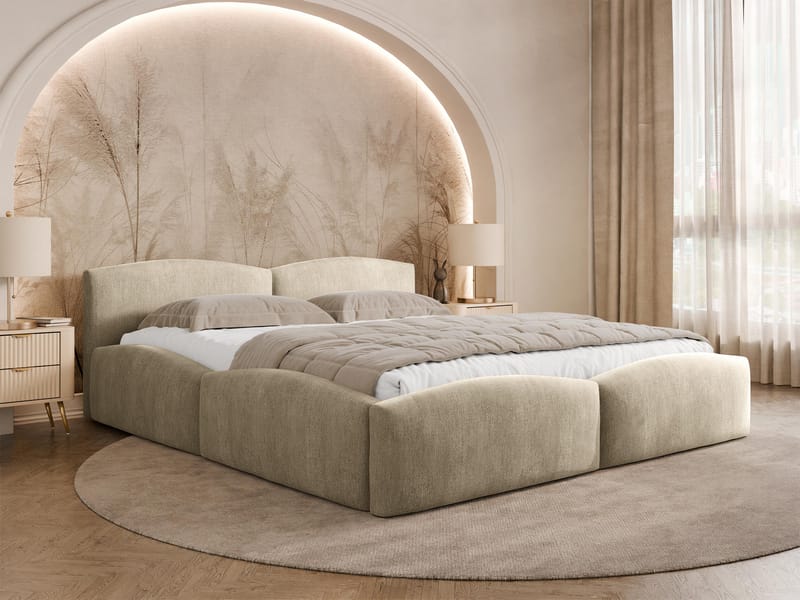 Aldrosen sängynrunko säilytystilalla 160x200 cm - beige - Huonekalut - Sänky - Sänkykehikot & sängynrungot