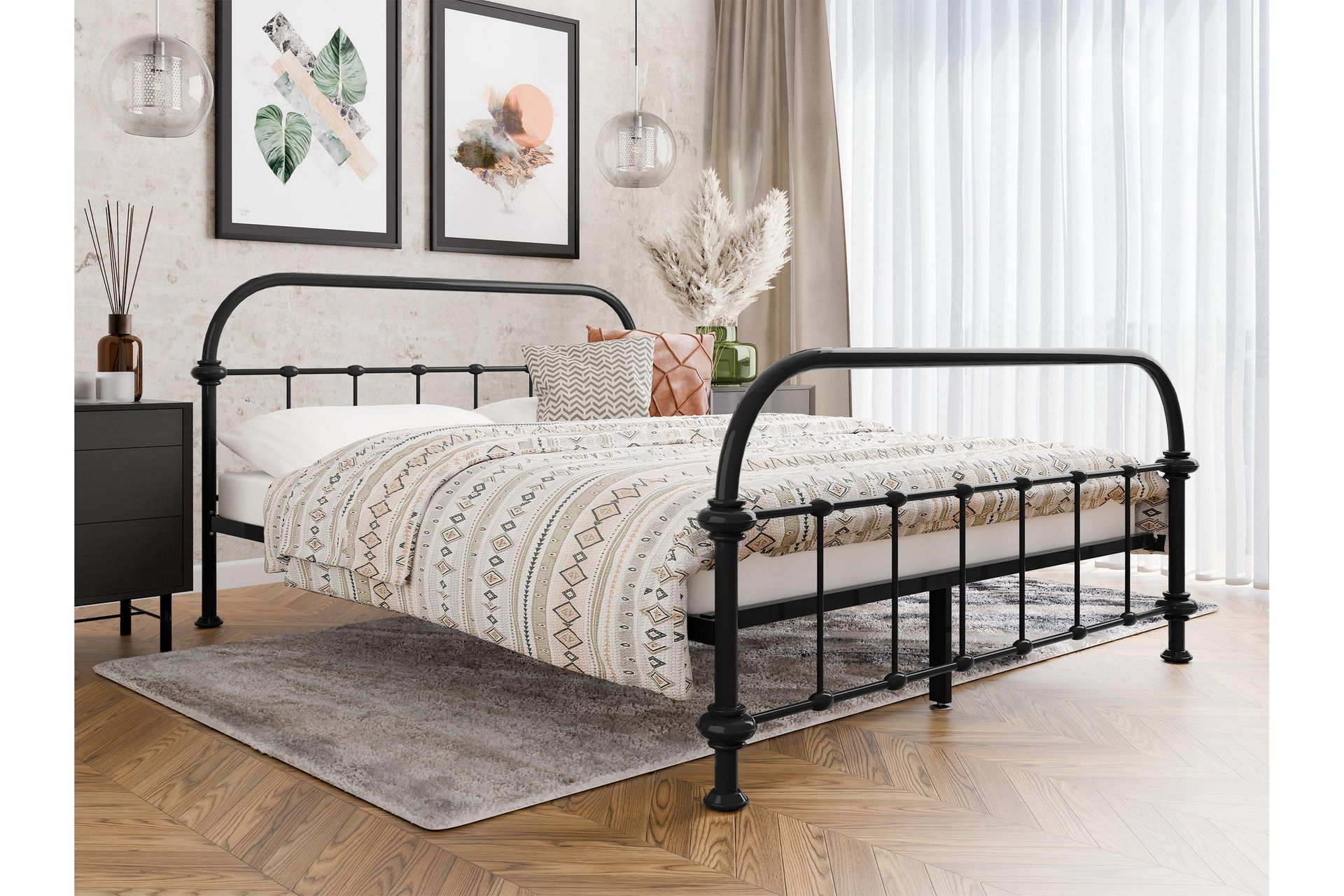 Aleesha Sängynrunko 140x200 cm - Musta - Huonekalut - Sänky - Sänkykehikot & sängynrungot