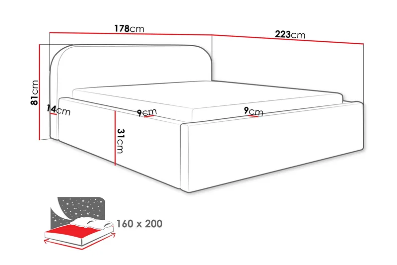 Alfiya Sängynrunko 160x200 cm - Valkoinen - Huonekalut - Sänky - Sänkykehikot & sängynrungot