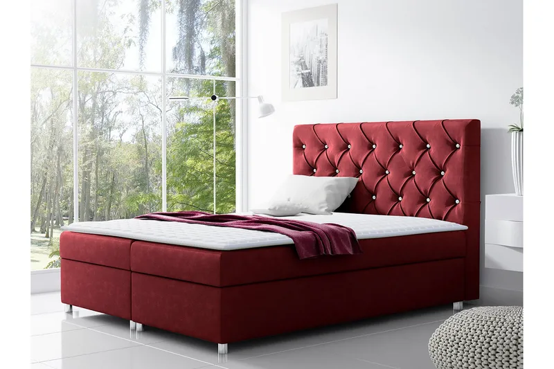 Alida Sänkypaketti Kontinentalsänky 140x200 cm - Punainen - Huonekalut - Sänky - Sängyt säilytystilalla