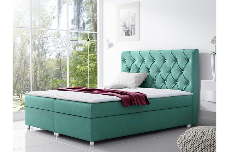 Alida Sänkypaketti Kontinentalsänky 180x200 cm - Turkoosi - Huonekalut - Sänky - Sängyt säilytystilalla