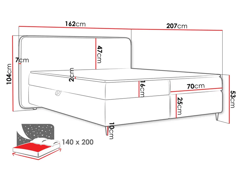 Allgunnen Sänkypaketti Kontinenttisänky 140x200 cm - Beige - Huonekalut - Sänky - Jenkkisängyt