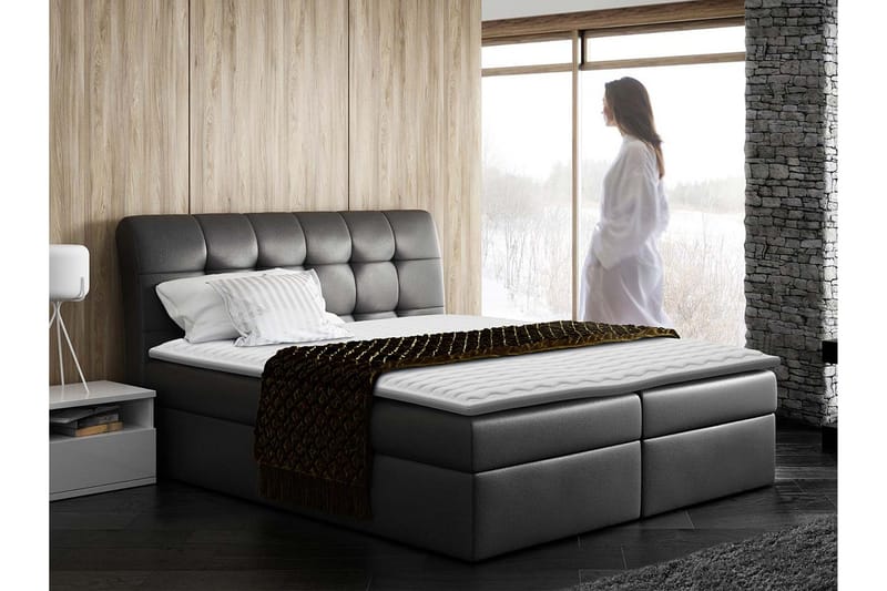 Alvik Sängpaketti Kontinentalsänky 120x200 cm - Musta - Huonekalut - Sänky - Sängyt säilytystilalla