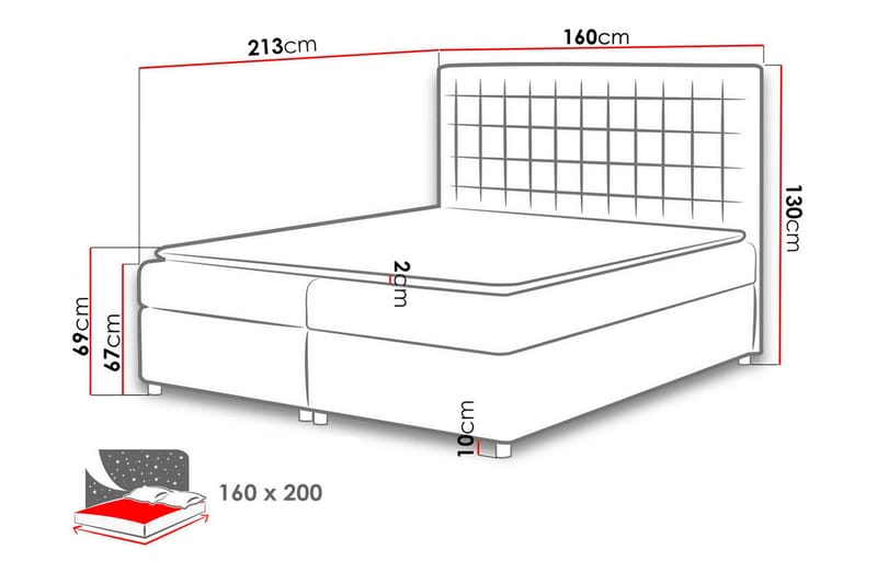Asti sängpaketti kontinentalsänky 160x200 cm - Keltainen - Huonekalut - Sänky - Jenkkisängyt