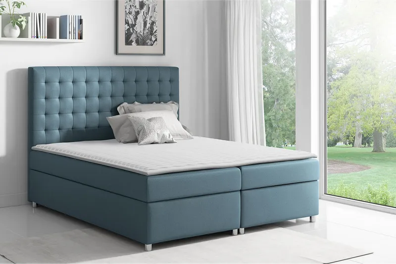 Asti sängpaketti kontinentalsänky 160x200 cm - Sininen - Huonekalut - Sänky - Sängyt säilytystilalla