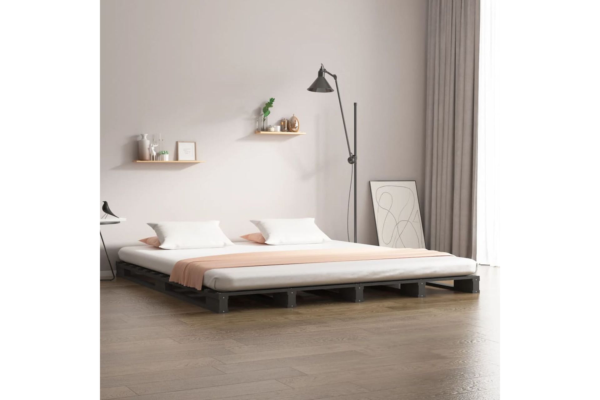 beBasic Sängynrunko harmaa 120x190 cm täysi mänty 4FT Small Double - Harmaa - Huonekalut - Sänky - Sänkykehikot & sängynrungot