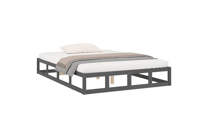 beBasic Sängynrunko harmaa 150x200 cm 5FT King Size täysi puu - Harmaa - Huonekalut - Sänky - Sänkykehikot & sängynrungot