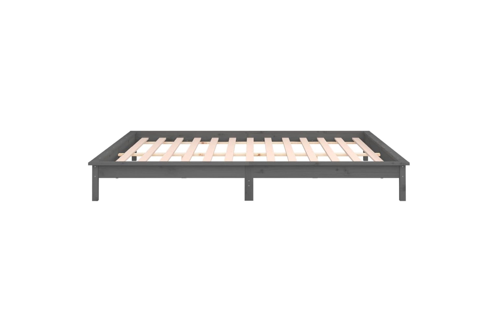 beBasic Sängynrunko LED harmaa 120x190 cm 4FT Small Double täysi puu - Harmaa - Huonekalut - Sänky - Sänkykehikot & sängynrungot